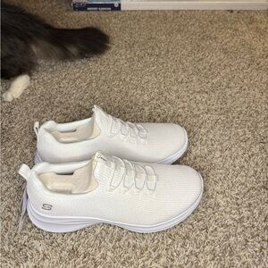 Skechers Women's All-White Knit Sneakers